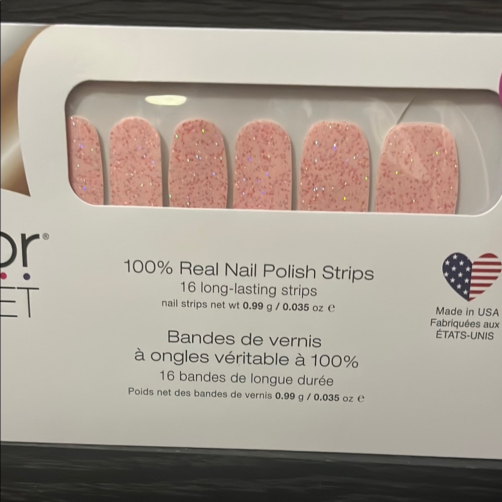 Color Street Sparkling Pink Nail Strips Pink Power